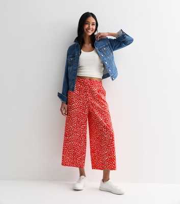 Red Mark Making Wide Leg Crop Trousers
