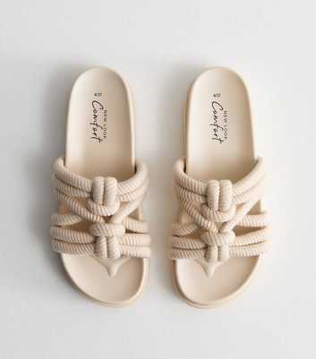 Cream Rope Knot Chunky Sandals