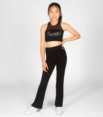 Pineapple Girls Black Jersey Fold Down Flared Trousers