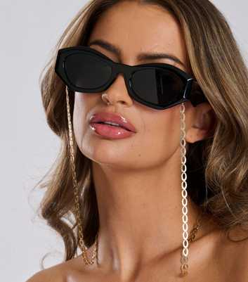South Beach Gold Oval Chain Sunglasses