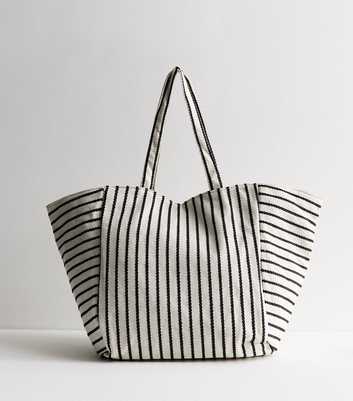Black Fine Stripe Slouch Tote Bag