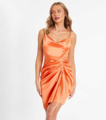QUIZ Orange Ruched Mini Dress