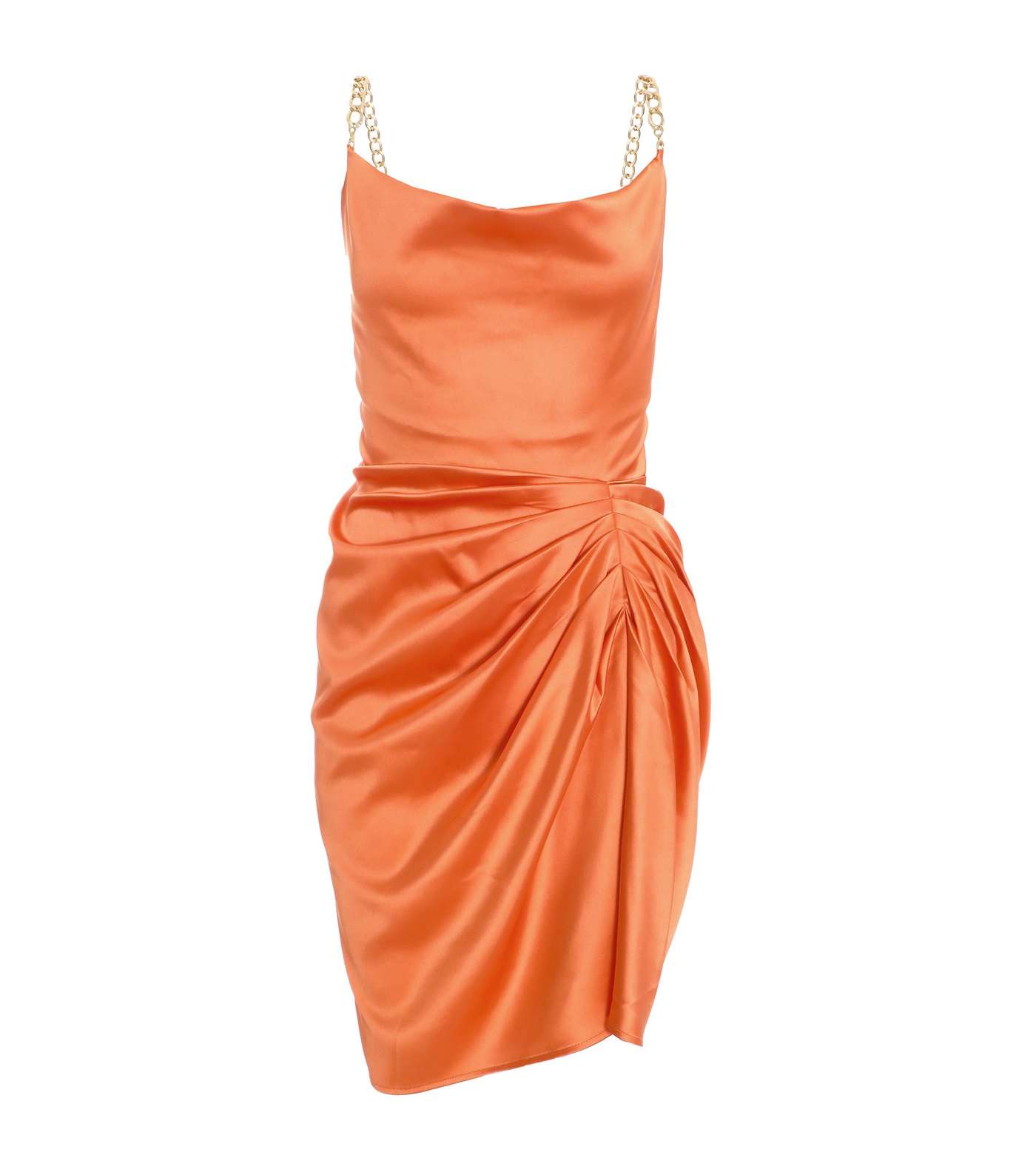 QUIZ Orange Ruched Mini Dress Image 4