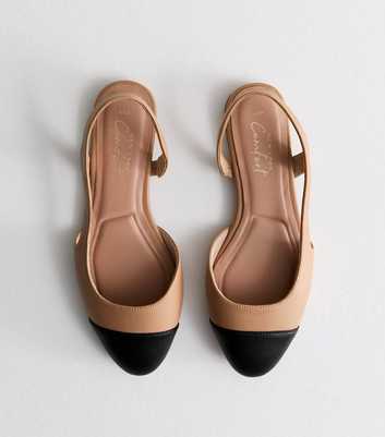 Camel Contrast Toe Cap Slingback Shoes