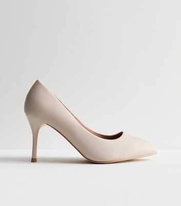 Extra Wide Fit Off White Pointed Stiletto Heel Court Shoes
