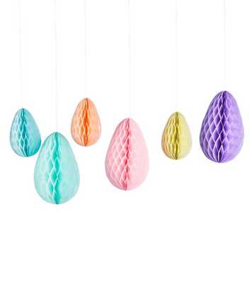6 Pack Multicoloured Honeycomb Easter Egg Decorations