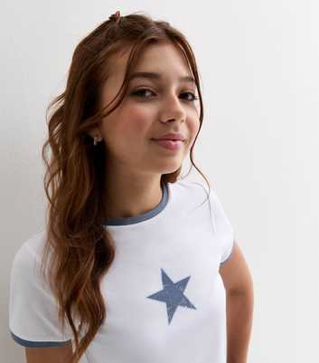 Girls White Star Girl Logo Raglan T-Shirt