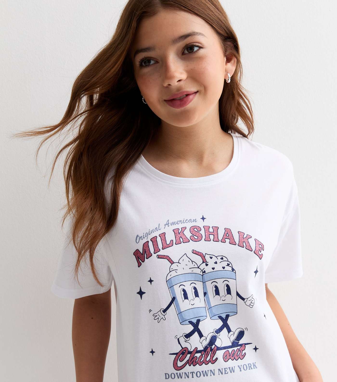 Girls White Cotton Short Pyjama Set with Milkshake Logo Image 2