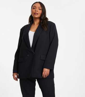 QUIZ Curves Black Double Breasted Blazer