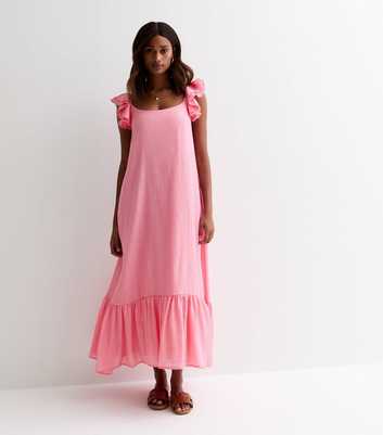 Gini London Pink Ruffle Maxi Dress