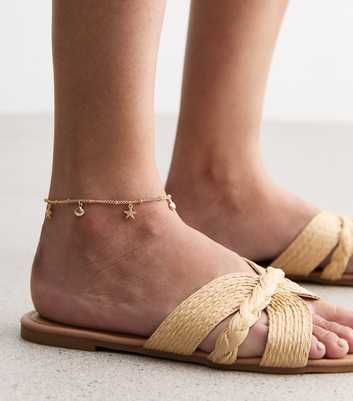 Gold Starfish and Shell Charm Anklet