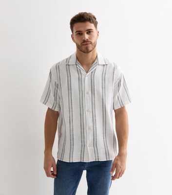 Jack & Jones White Stripe Cotton Short Sleeve Shirt
