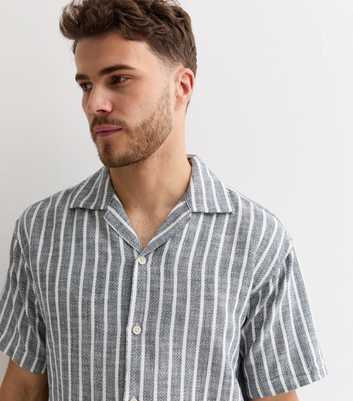 Jack & Jones Blue Stripe Cotton Short Sleeve Shirt