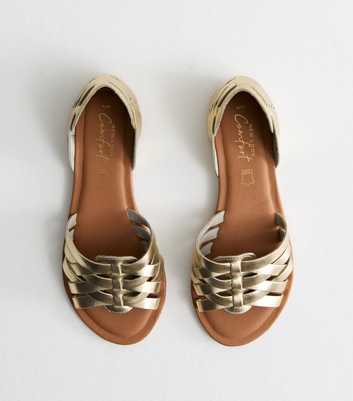 Gold Leather Two Part Sandals
