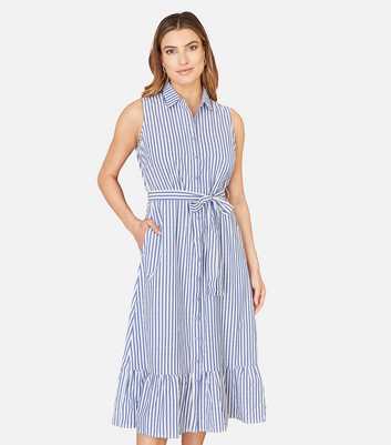 Yumi Blue Stripe Midi Shirt Dress