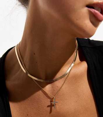 Gold Layered Cross Pendant Necklace