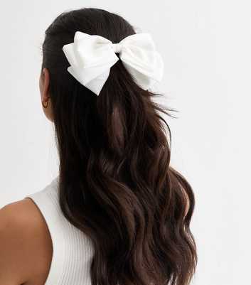 White Bow Hair Slide