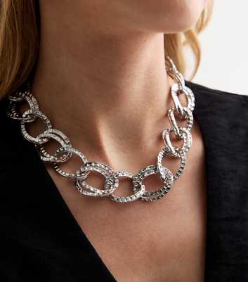 Silver Open Circle Chunky Link Necklace