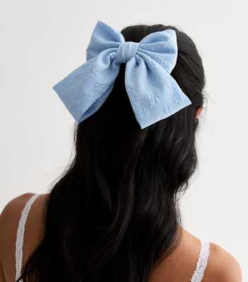 Pale Blue Textured Bow Hair Slide