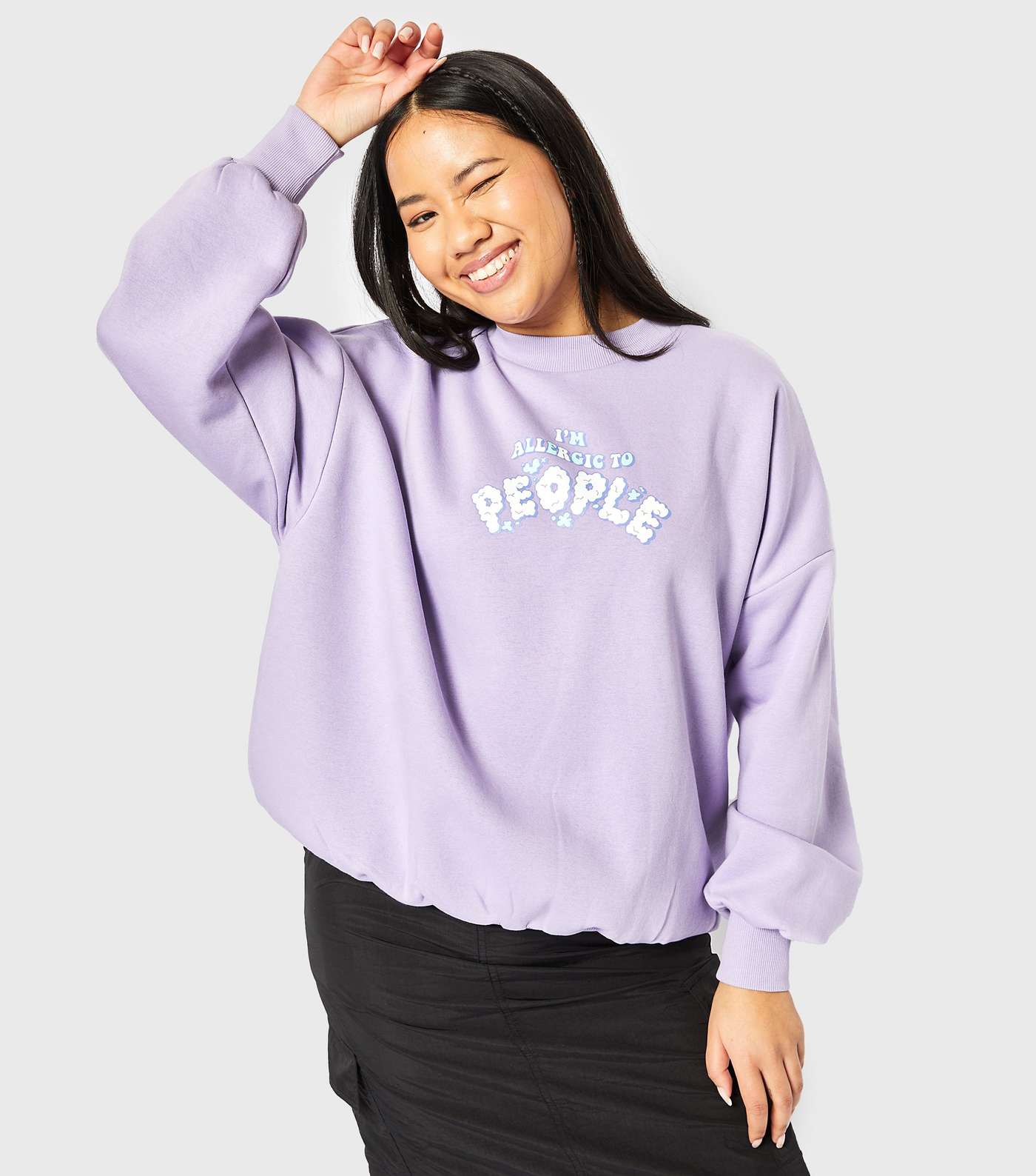 Skinnydip Lilac Allergic To People Oversized Sweatshirt Image 3