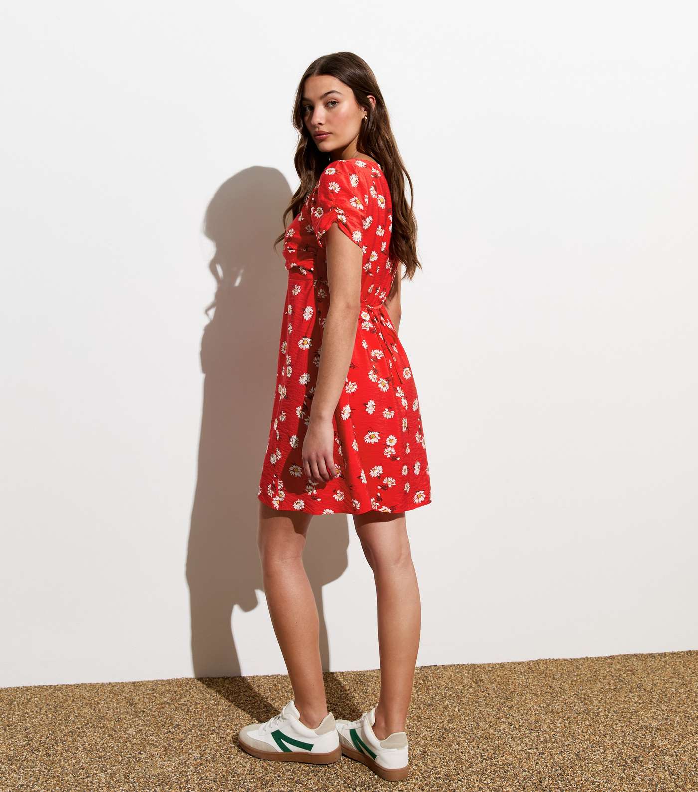 Red Floral Twist Front Mini Dress Image 4