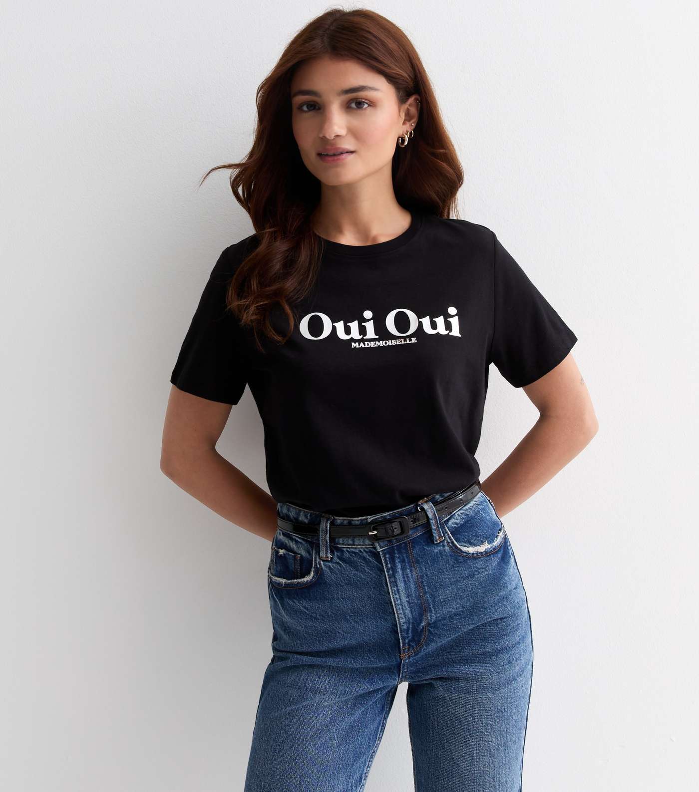 Black Cotton Oui Oui Logo T-Shirt Image 2