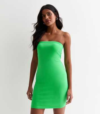 Green Jersey Bandeau Mini Dress