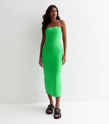 Green Jersey Bandeau Midi Dress