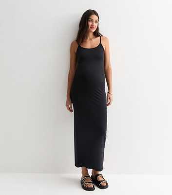 Maternity Black Strappy Midaxi Dress