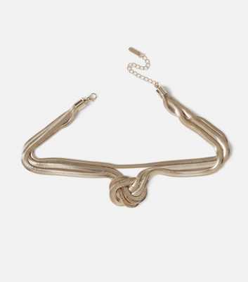 Freedom Gold Knot Layered Choker Necklace