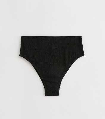 Gini London Black Textured High-Waisted Bikini Bottoms