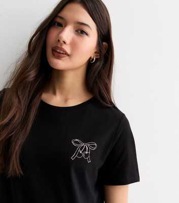 Black Cotton Bow Cherry Logo T-Shirt