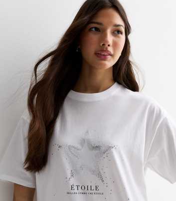 White Cotton Etoile Logo Oversized T-Shirt