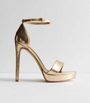 Truffle Gold Platform Stiletto Heel Sandals