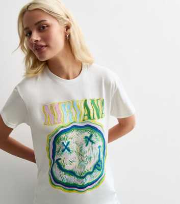White Rainbow Nirvana Logo Oversized Cotton T-Shirt