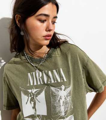 Khaki Nirvana Logo Oversized T-Shirt
