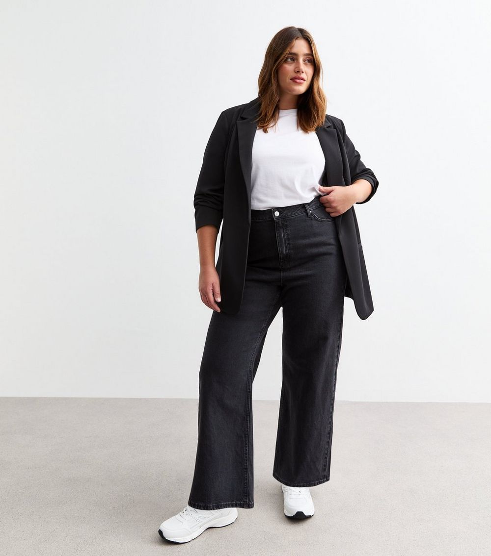 Curves Black High Waist Adalae Wide Leg Jeans