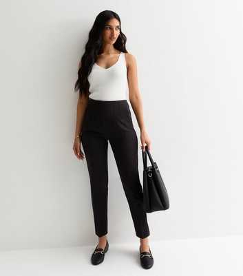 Black Stretch Tailored Tapered Trousers 