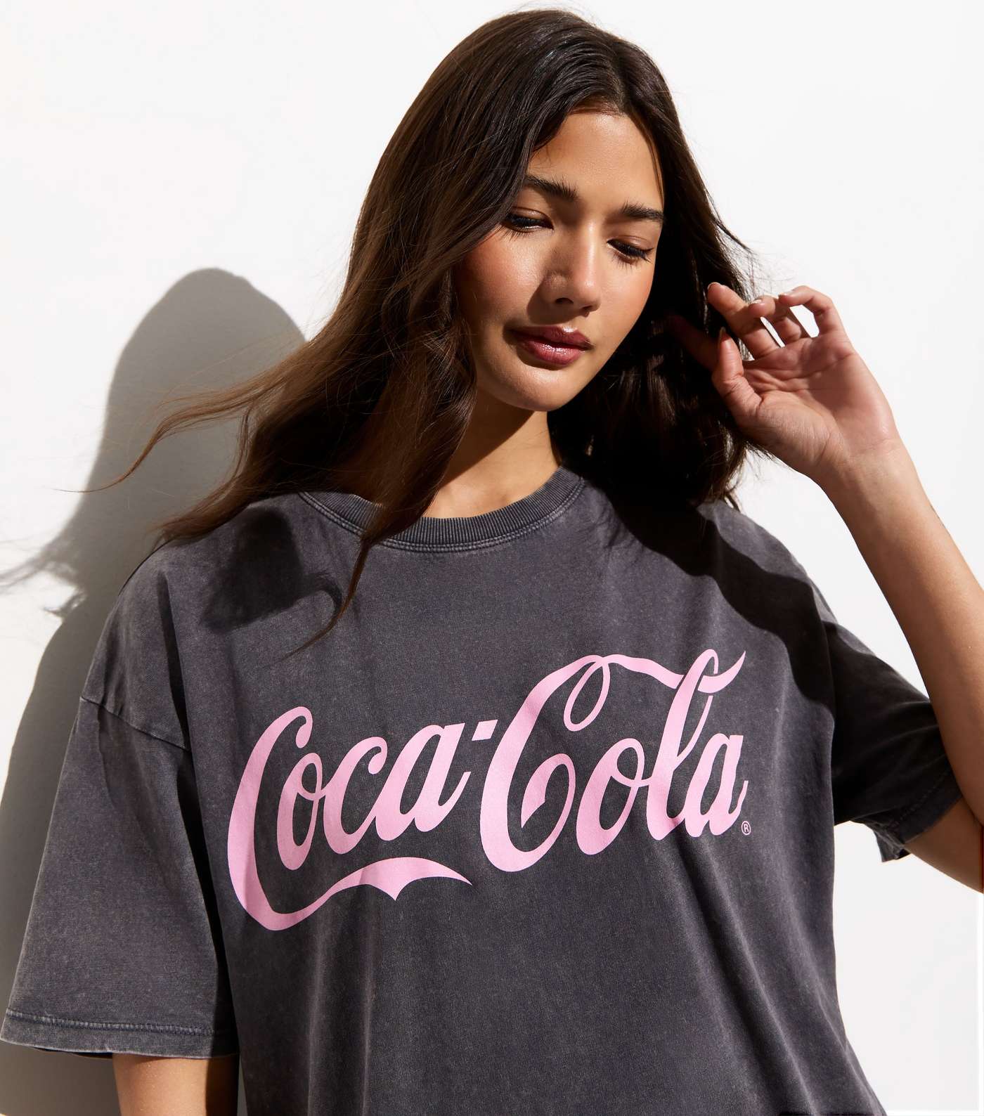 Dark Grey Coca Cola Acid Wash Oversized T-Shirt Image 2