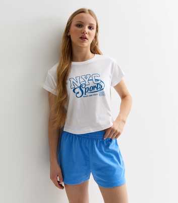 Girls White NYC Sports Logo Cotton T-Shirt