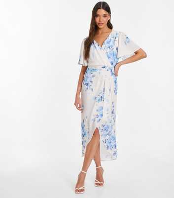 QUIZ White Floral Print Wrap Midi Dress