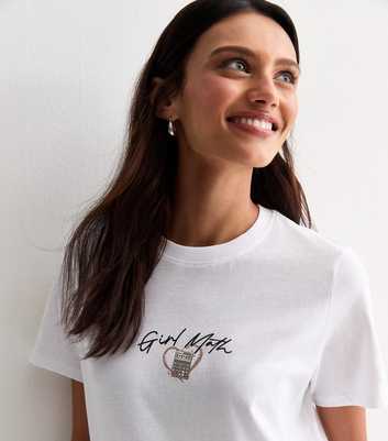 White Cotton Girl Math Slogan T-Shirt