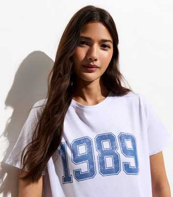 White Cotton 1989 Print Girlfriend T-Shirt