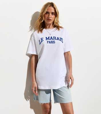 White Les Marais Print Oversized Cotton T-Shirt