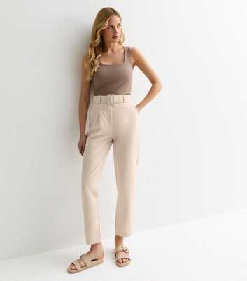 Gini London Cream Tapered Trousers