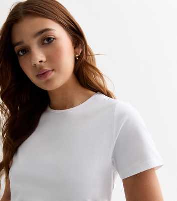Girls White Crop T-Shirt