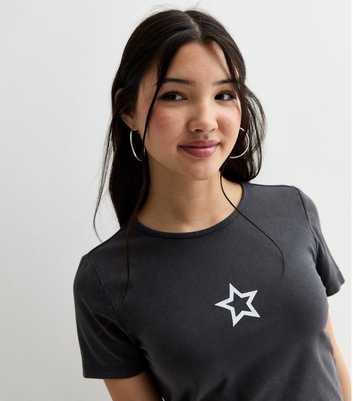 Girls Grey Distressed Star T-Shirt 