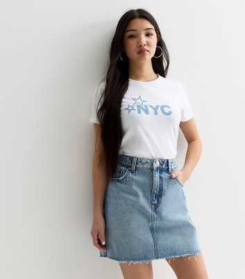 Girls White NYC Star Print T-Shirt 