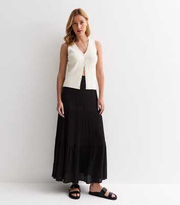 ONLY Black Crinkle Maxi Skirt