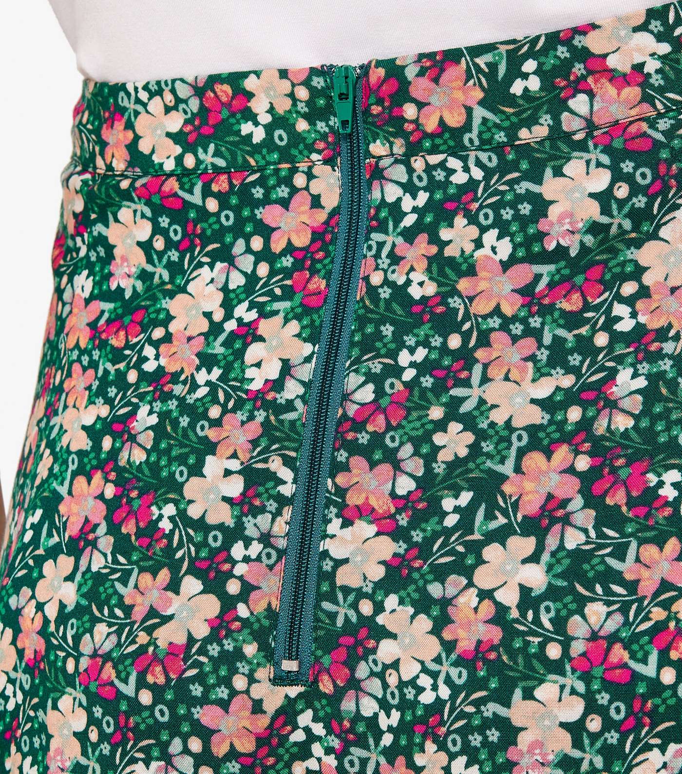 Apricot Green Floral Midi Skirt  Image 4